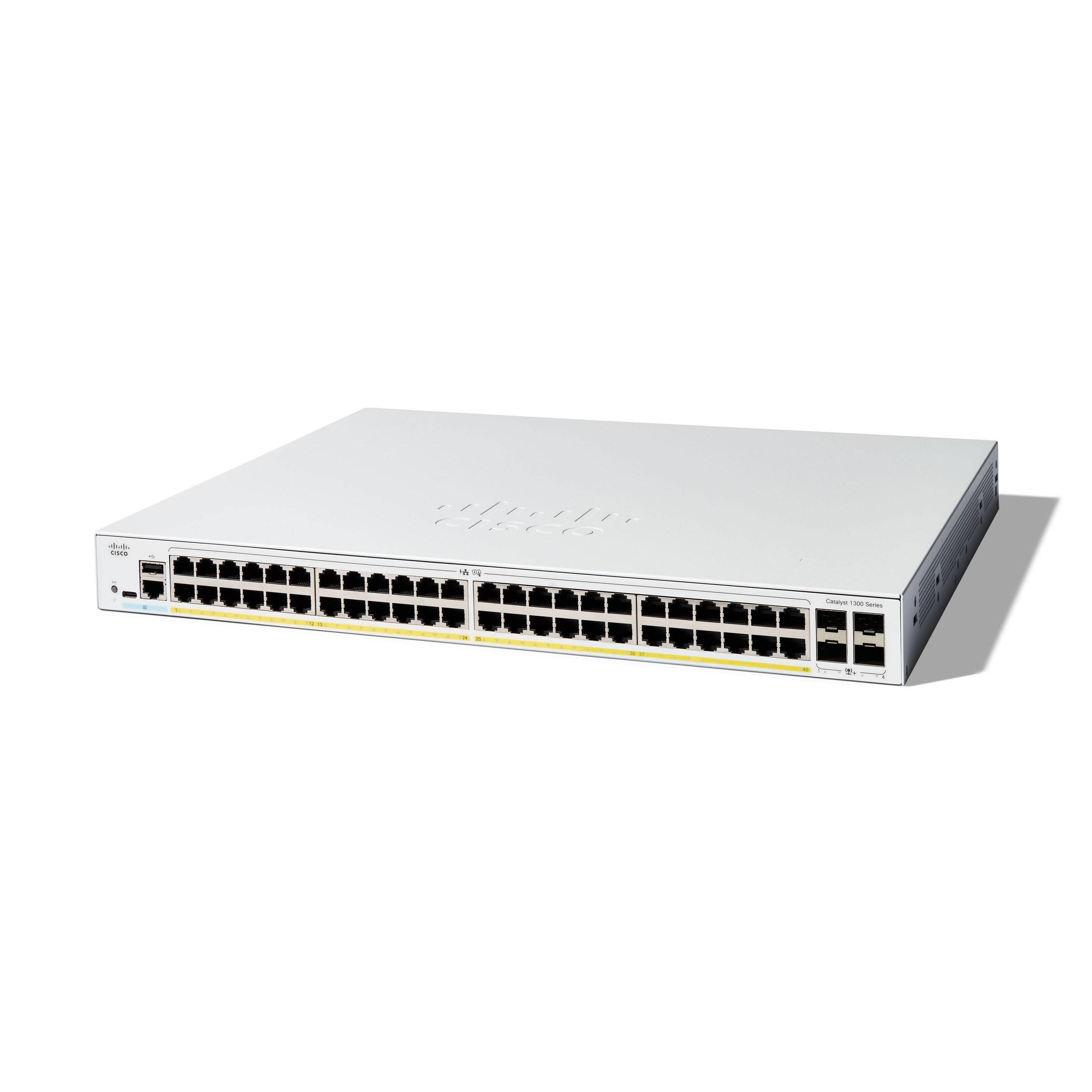 Cisco Switch gestionado Cisco Catalyst 1300-48P-4X, GE de 48 Puertos, PoE, SFP+ GE 4x10, protección Limitada de por Vida (C1300-48P-4X)