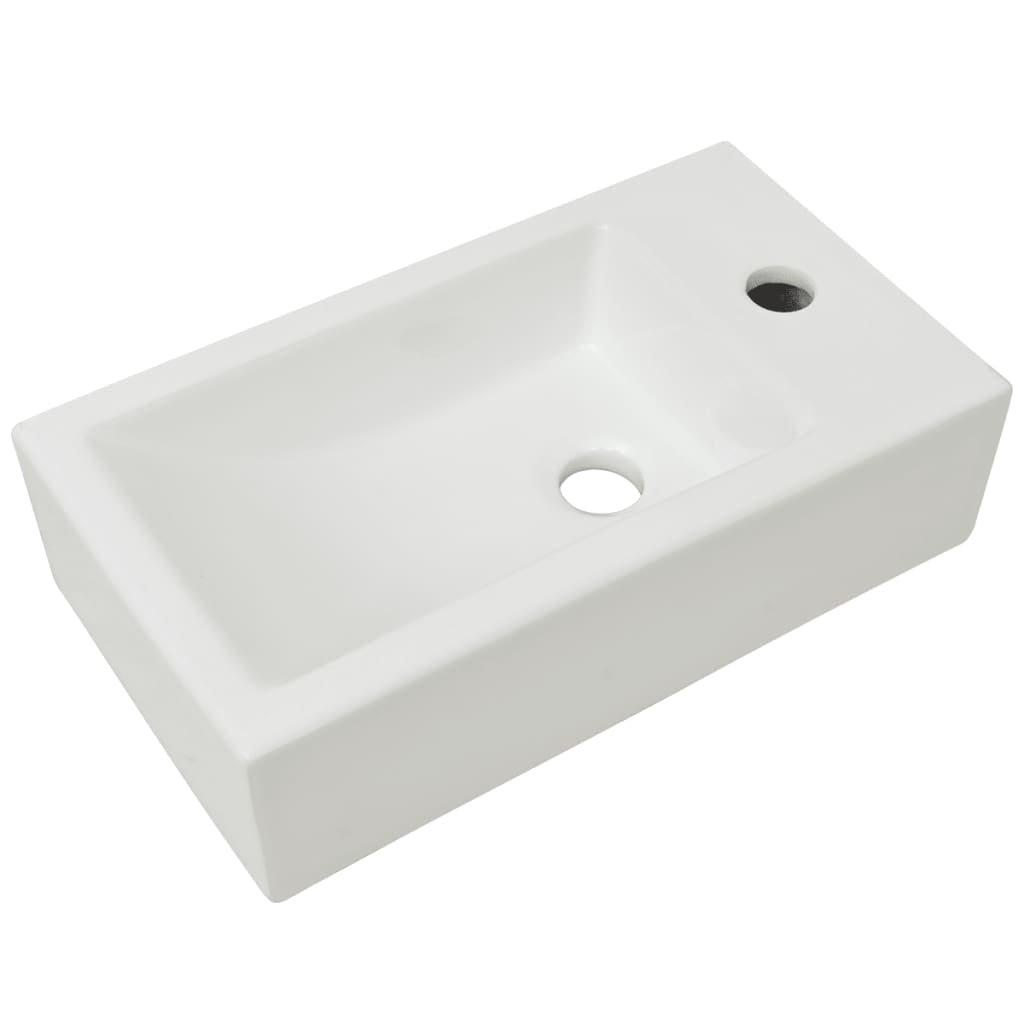 vidaXL Lavabo con agujero grifo rectangular cerámica 46x25,5x12 blanco