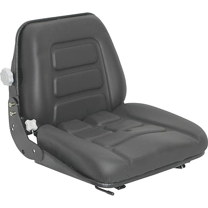 Asiento en Escay Negro con Suspensión Incorporada - Ajustable y Cómodo - Asiento para Carretilla Elevadora, Máquina Industrial - Construcción Robusta, PVC Resistente - Seguridad Mejorada y Regulación de Peso - Instalación Adaptable -