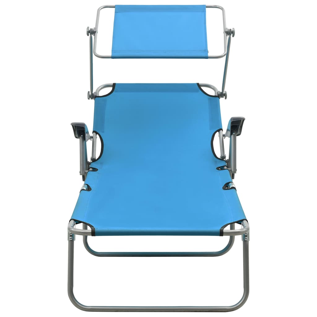 Vidaxl Tumbona de Jardín con Toldo Acero Azul Oscuro