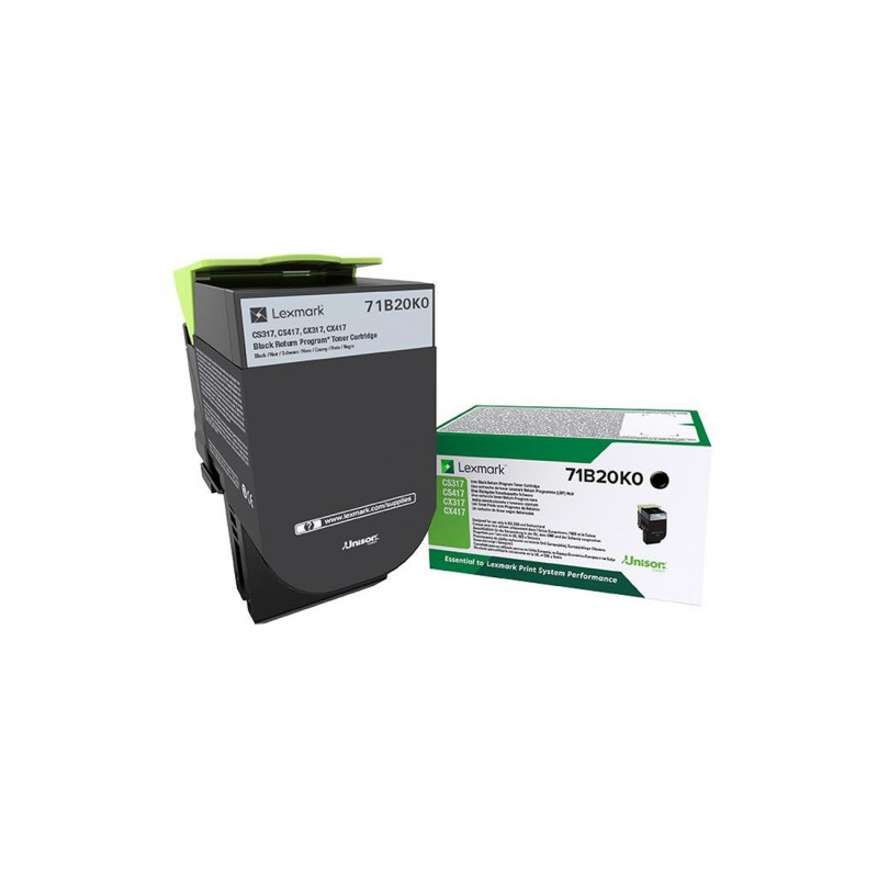 Lexmark - 71B20K0 cartucho de tóner 1 pieza(s) Original Negro 71B20K0