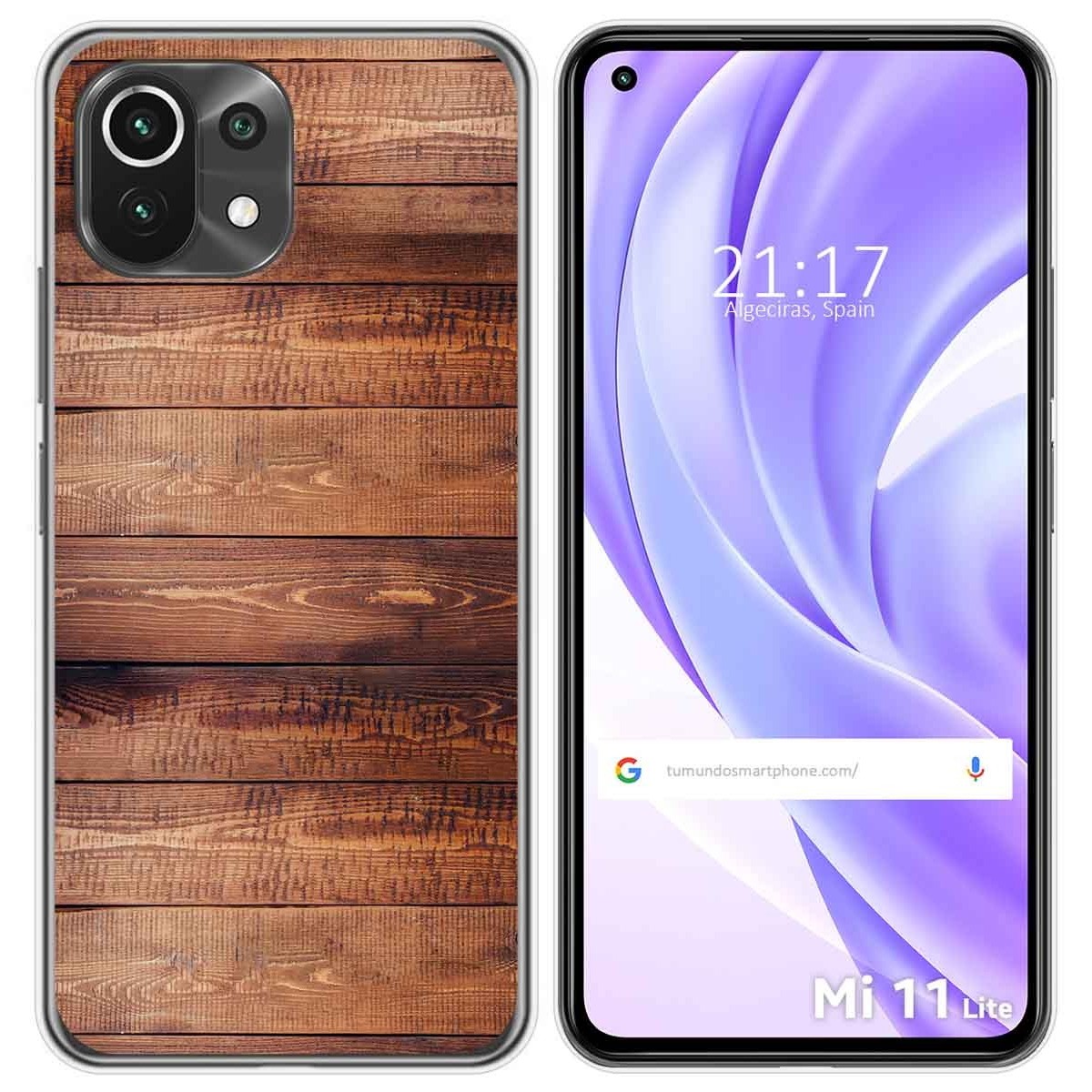 Tumundosmartphone Funda Gel Tpu para Xiaomi Mi 11 Lite 4G / 5G / 5G NE diseño Madera 02 Dibujos