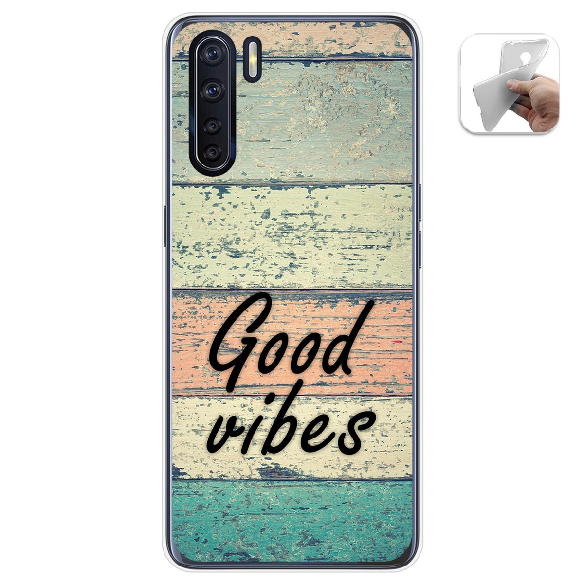 Tumundosmartphone Funda Gel Tpu para Oppo A91 diseño Madera 01 Dibujos