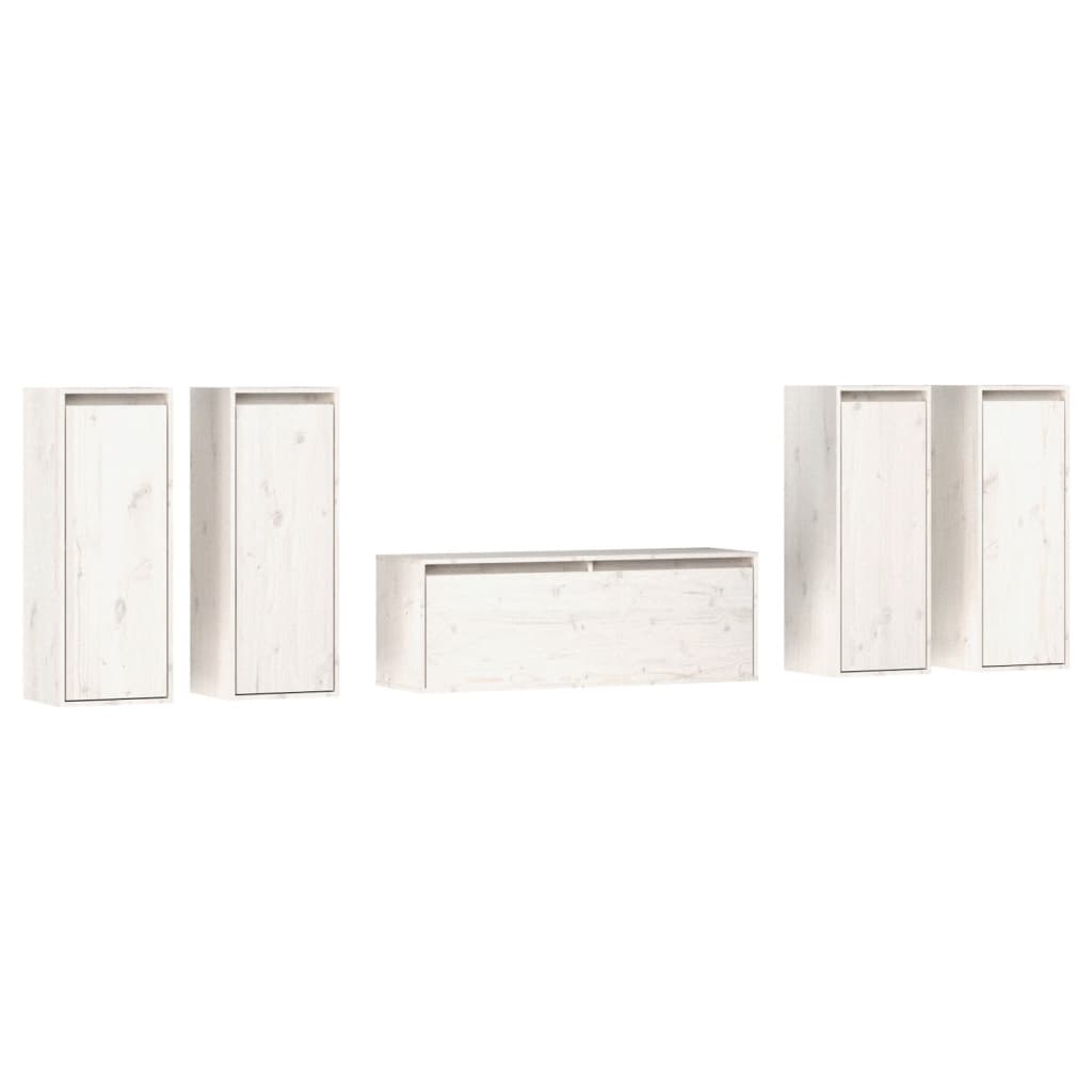 vidaXL Muebles para TV 5 piezas madera maciza de pino, Mueble de Salon, Mueble TV, Mueble TV salon, Mesa de TV, Mueble tele