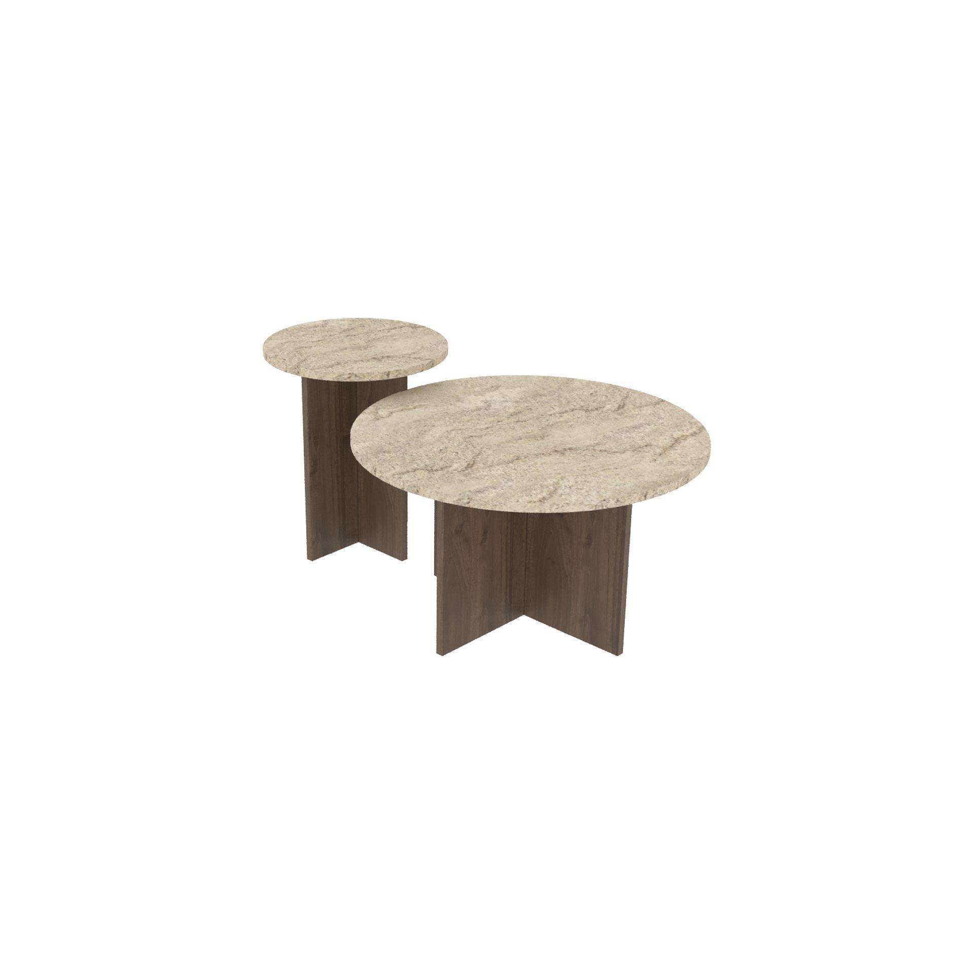 Habitat y Jardin - Juego de mesa baja de madera "Private" 70 x 70 x 40 cm - Travertino