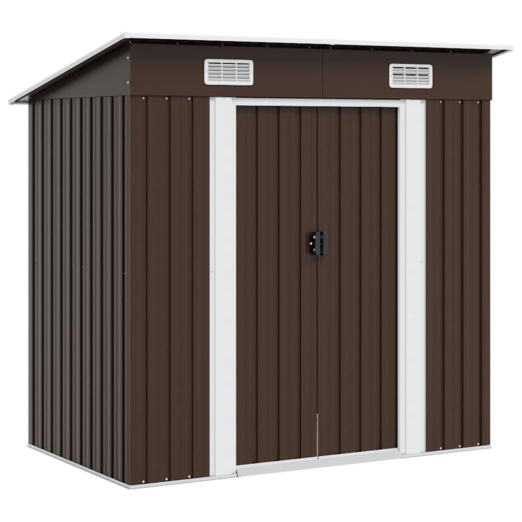 vidaXL Caseta de almacenamiento jardín acero marrón 194x121x181 cm