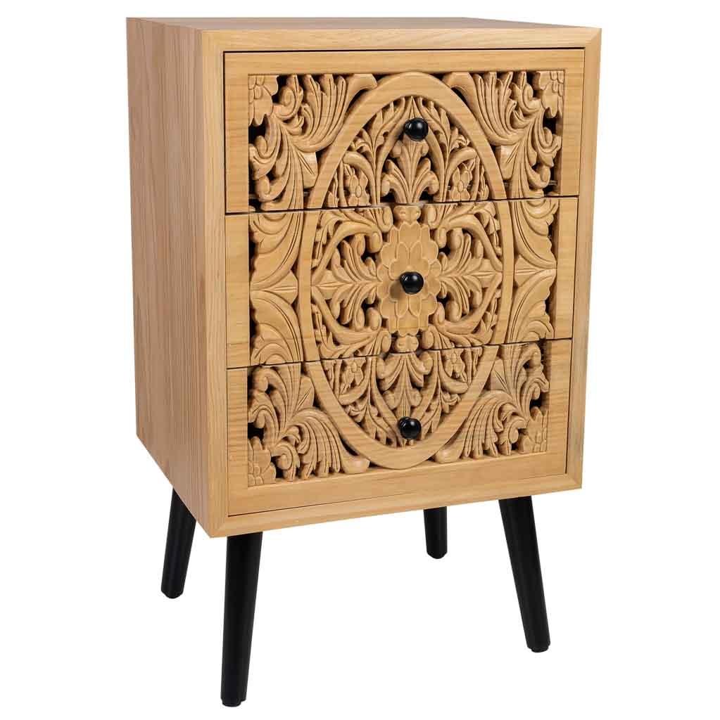 Wonderlust Deco - Mesita de madera marrón 42x36.5x71 Marrón 42x36.5x71h cm