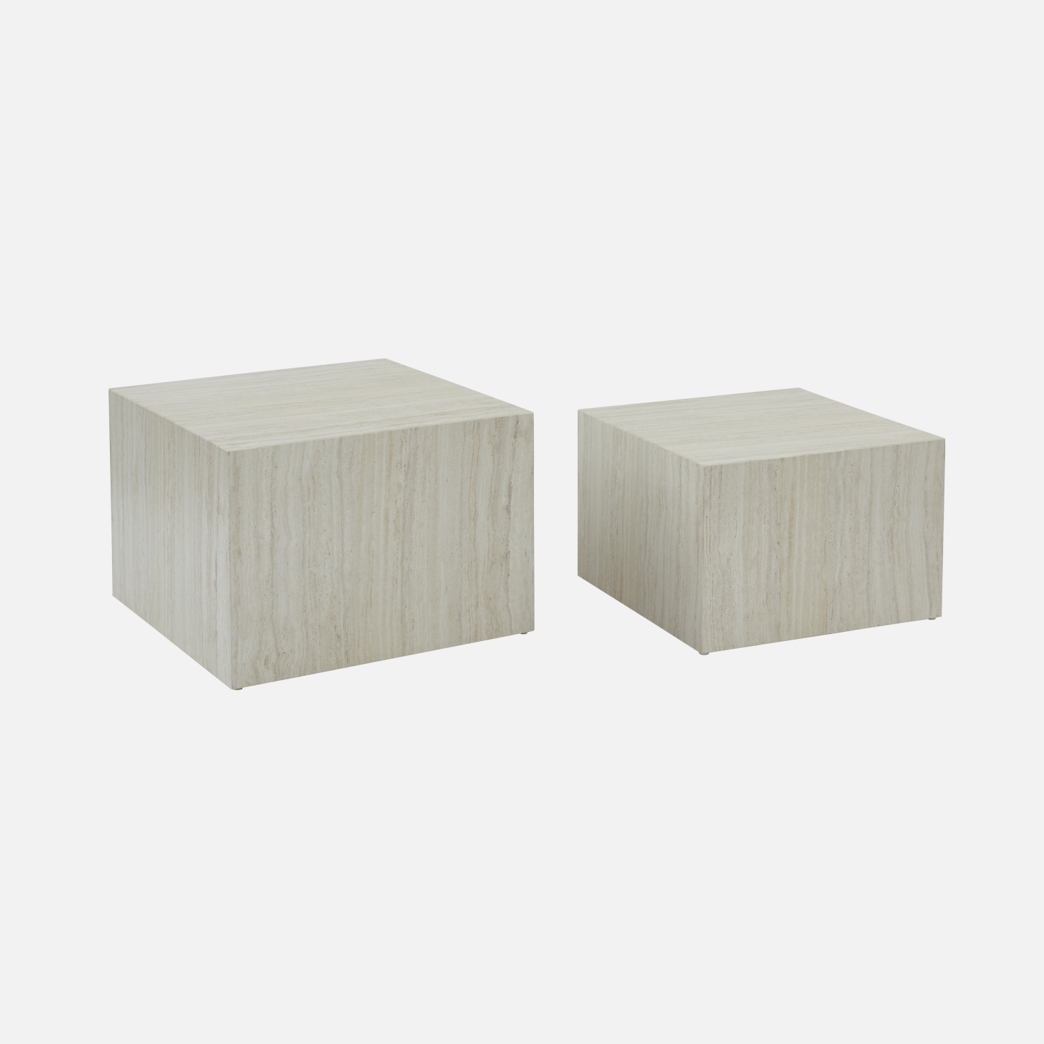 sweeek - Mesa de centro cuadrada con efecto mármol, set de 2 , Paros , 58x58x40