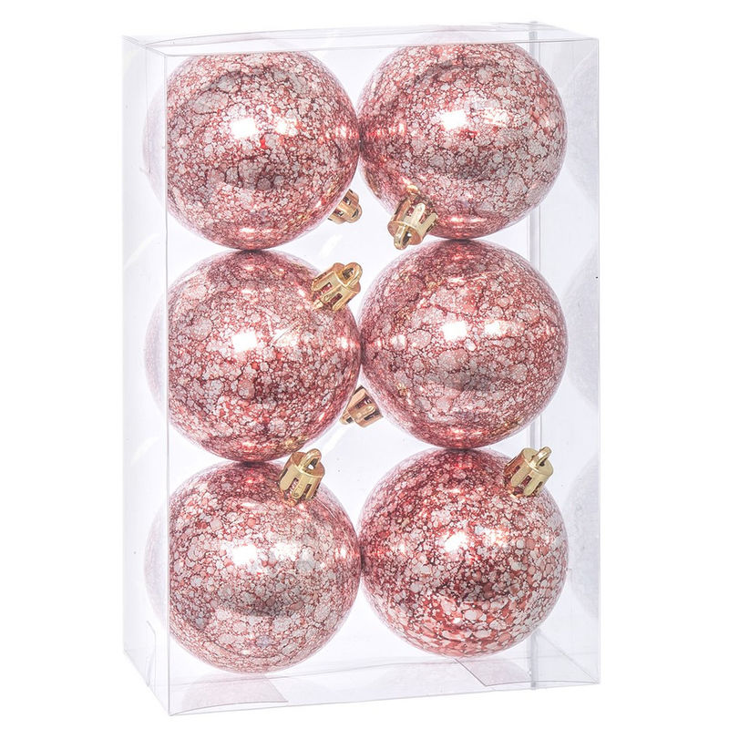 Gerimport - Set 6 Bolas Decoración Navidad Rojo y Blanco 6 Cm