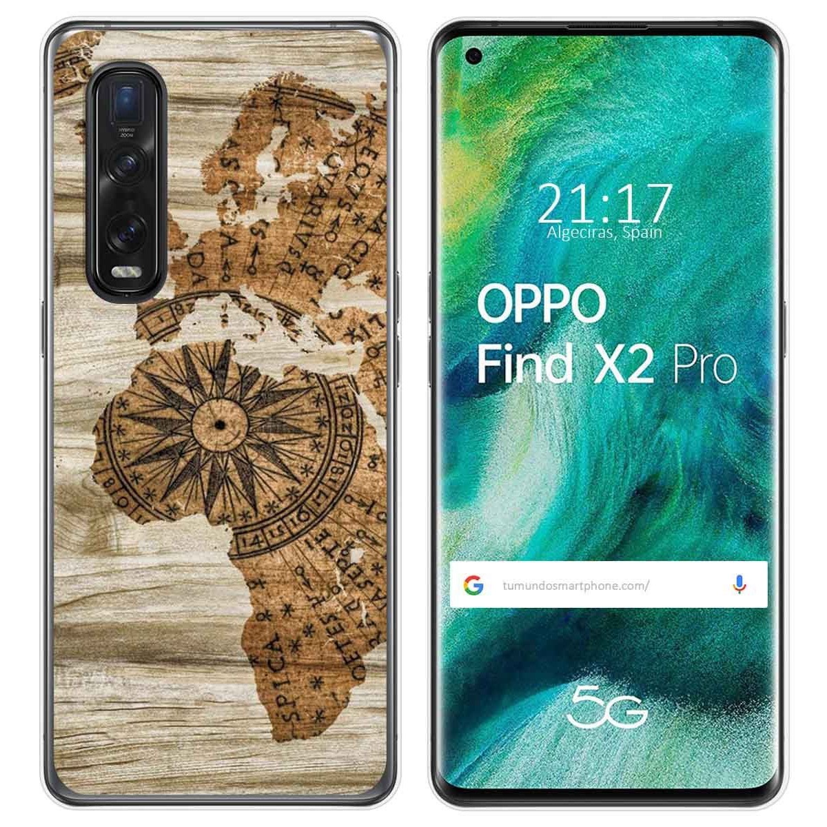 Tumundosmartphone Funda Gel Tpu para Oppo Find X2 Pro diseño Madera 07 Dibujos