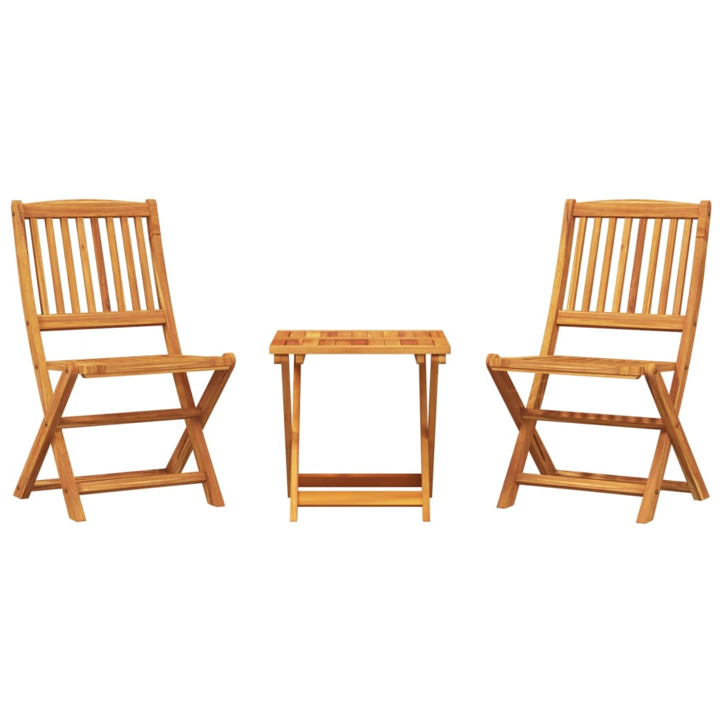 vidaXL Set de comedor de jardín plegable 3 pzas madera maciza acacia