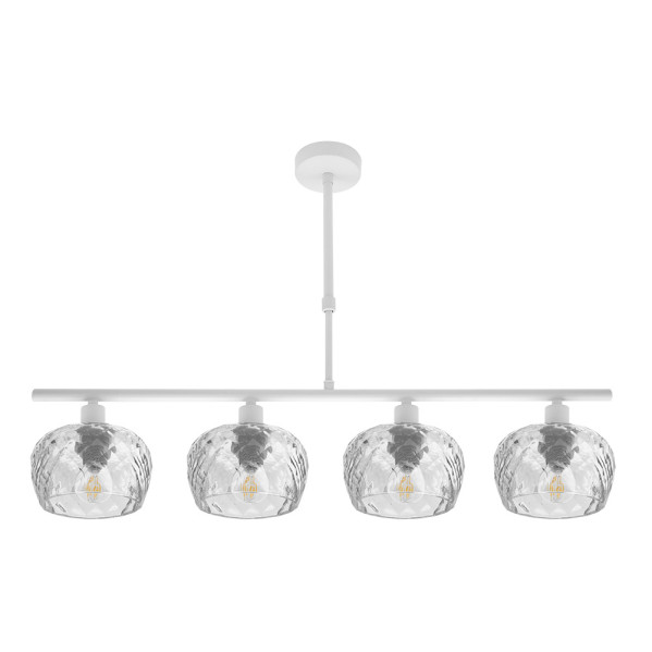 FABRILAMP Lampara Estela 4xe14 Blanca Regx75x13 Cm C/tulipas Cristal Tallado Transparente