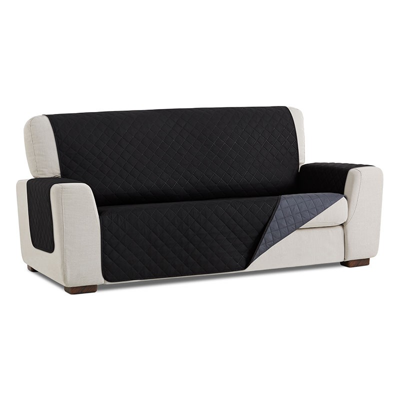 Salvasofá Couch Cover Reversíble Sofá 2 Plazas XL, Negro / Gris. MAXIFUNDAS FUNDAS DE SOFA & CHAISE LONGUE