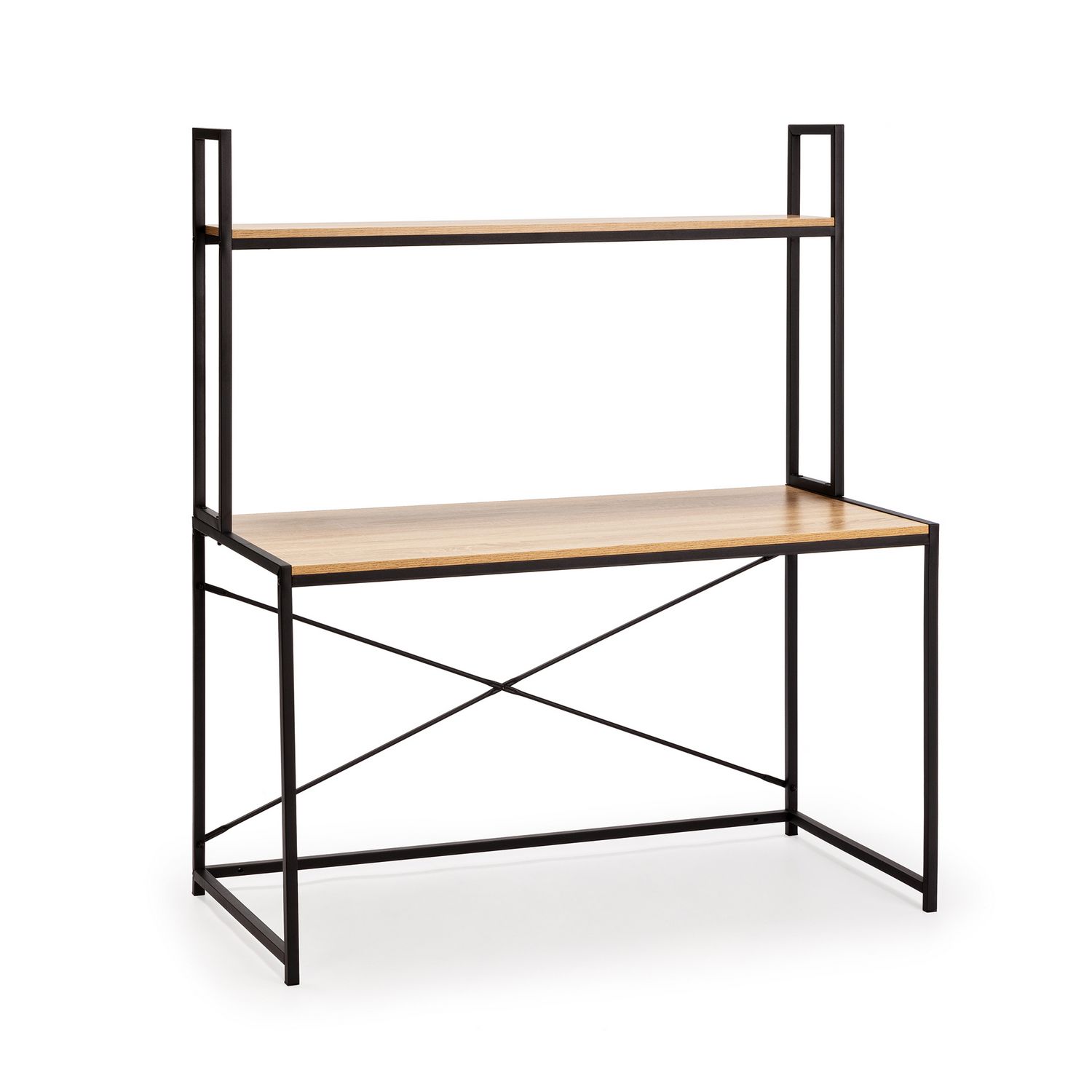 VS Venta-Stock Escritorio Industrial Negro Carmen con Estante de 120cm