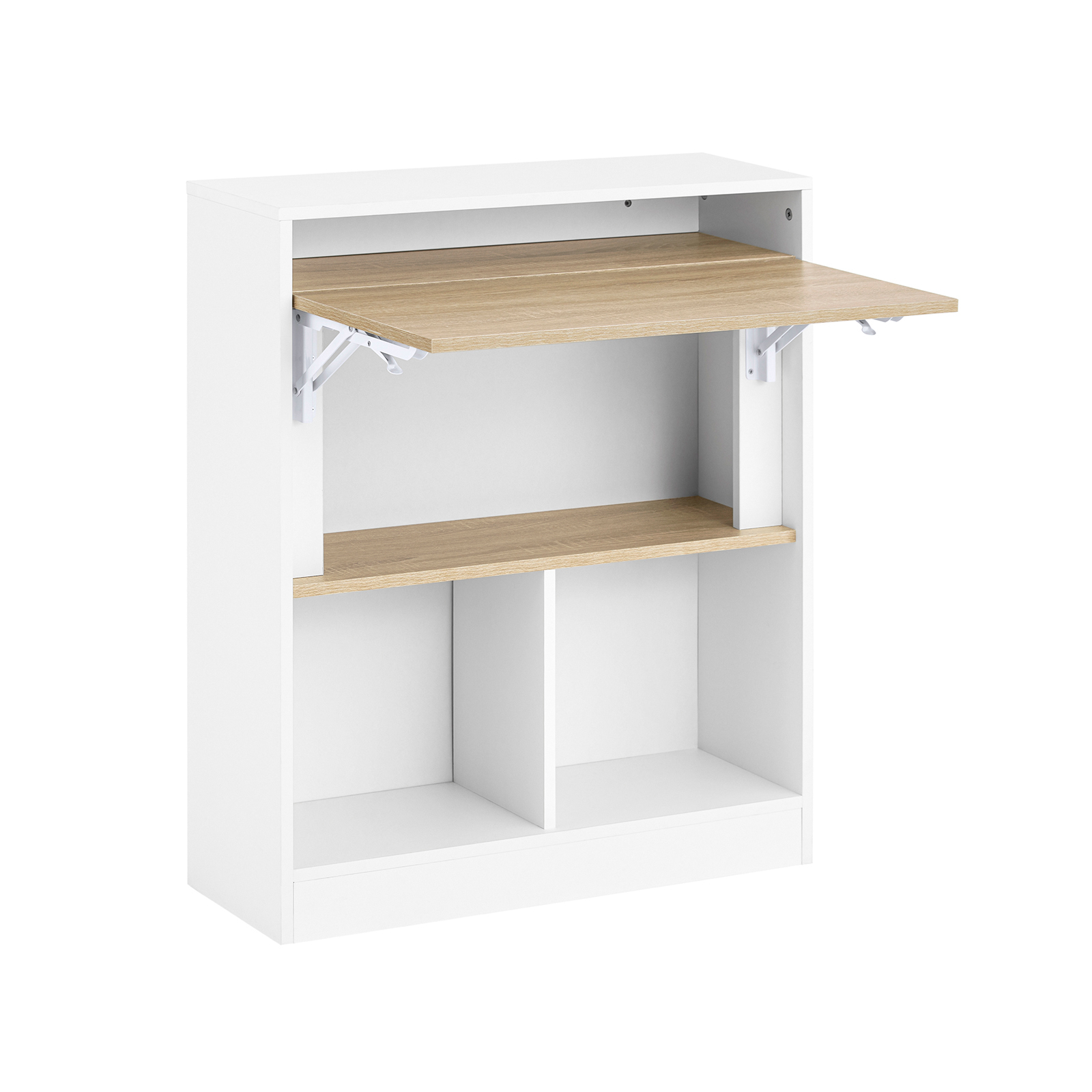 SoBuy Mesa Escritorio Plegable Mesa Plegable para Computadora con 3 Estantes de Almacenamiento Mesa de Trabajo 70x57x85cm FWT104-WN ES