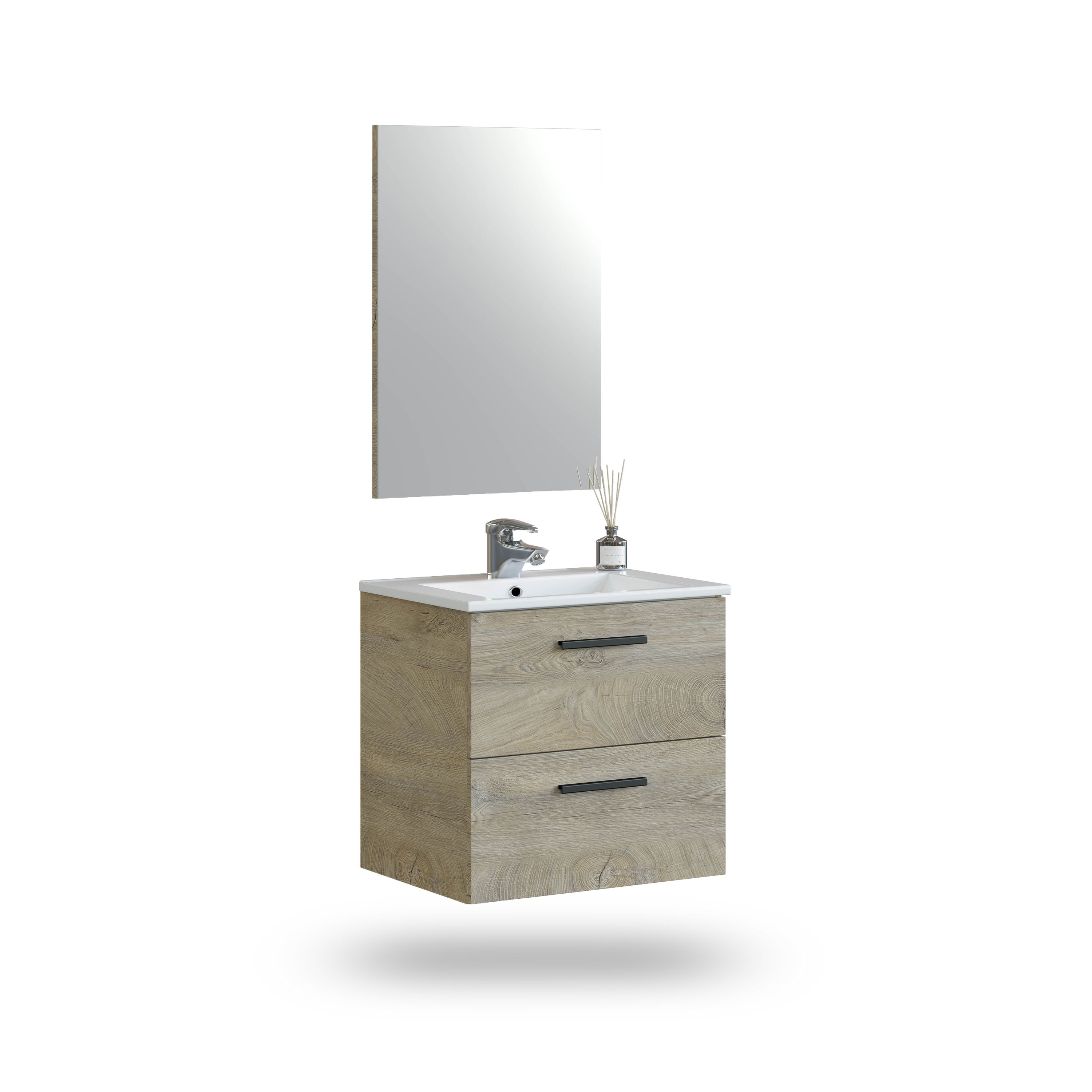 duehome - Mueble de baño con espejo Sense 2 cajones 60