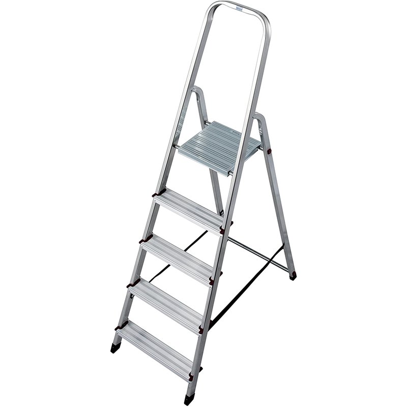 Escalera de tijera Krause Corda con 5 peldaños de aluminio y plataforma de seguridad, capacidad de alcance 3M