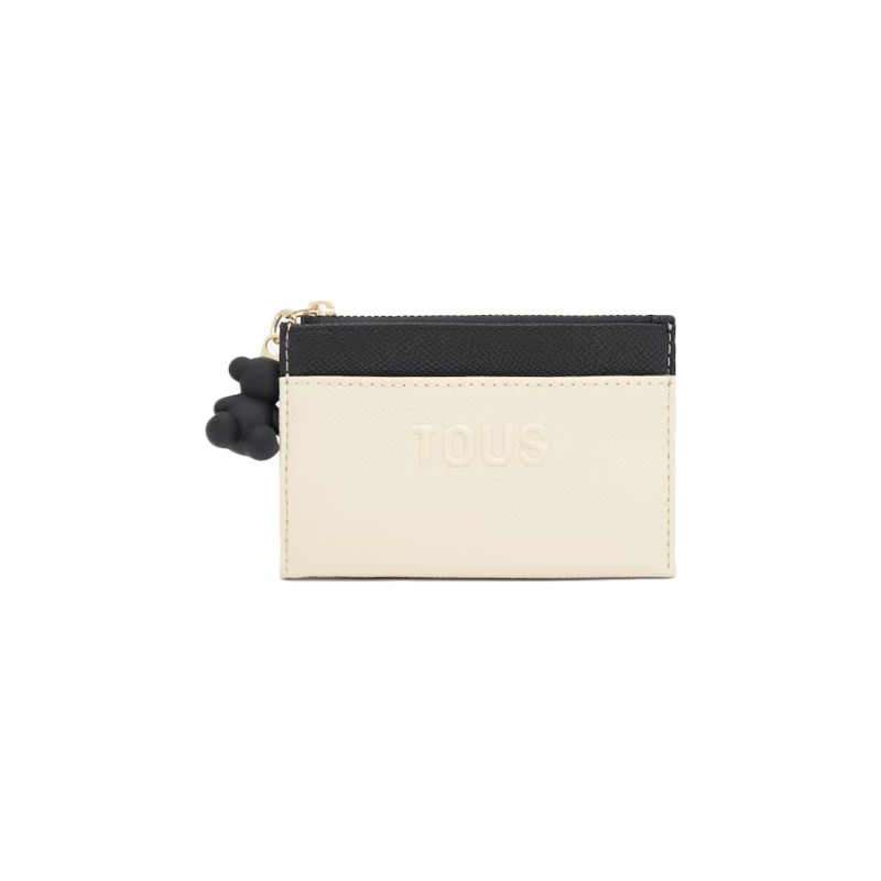 Monedero Tarjetero Tous Audree Saffiano Negro Beige 2002361551