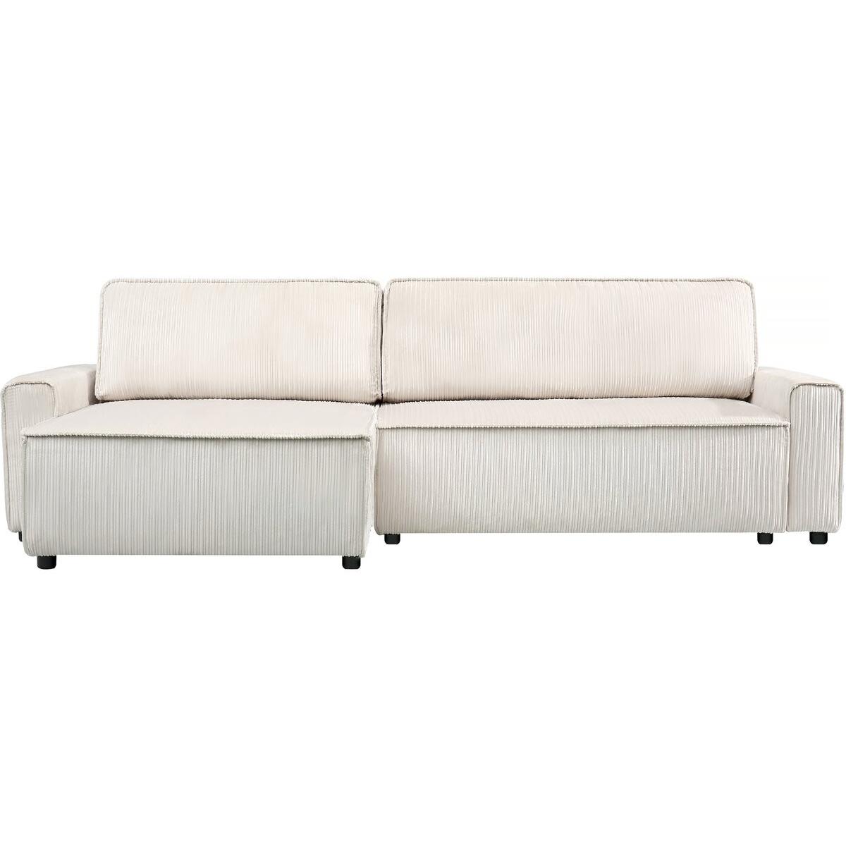 Habitat y Jardin - Sofá esquinero convertible y reversible de pana "Montaigne" - 3 plazas - Beige