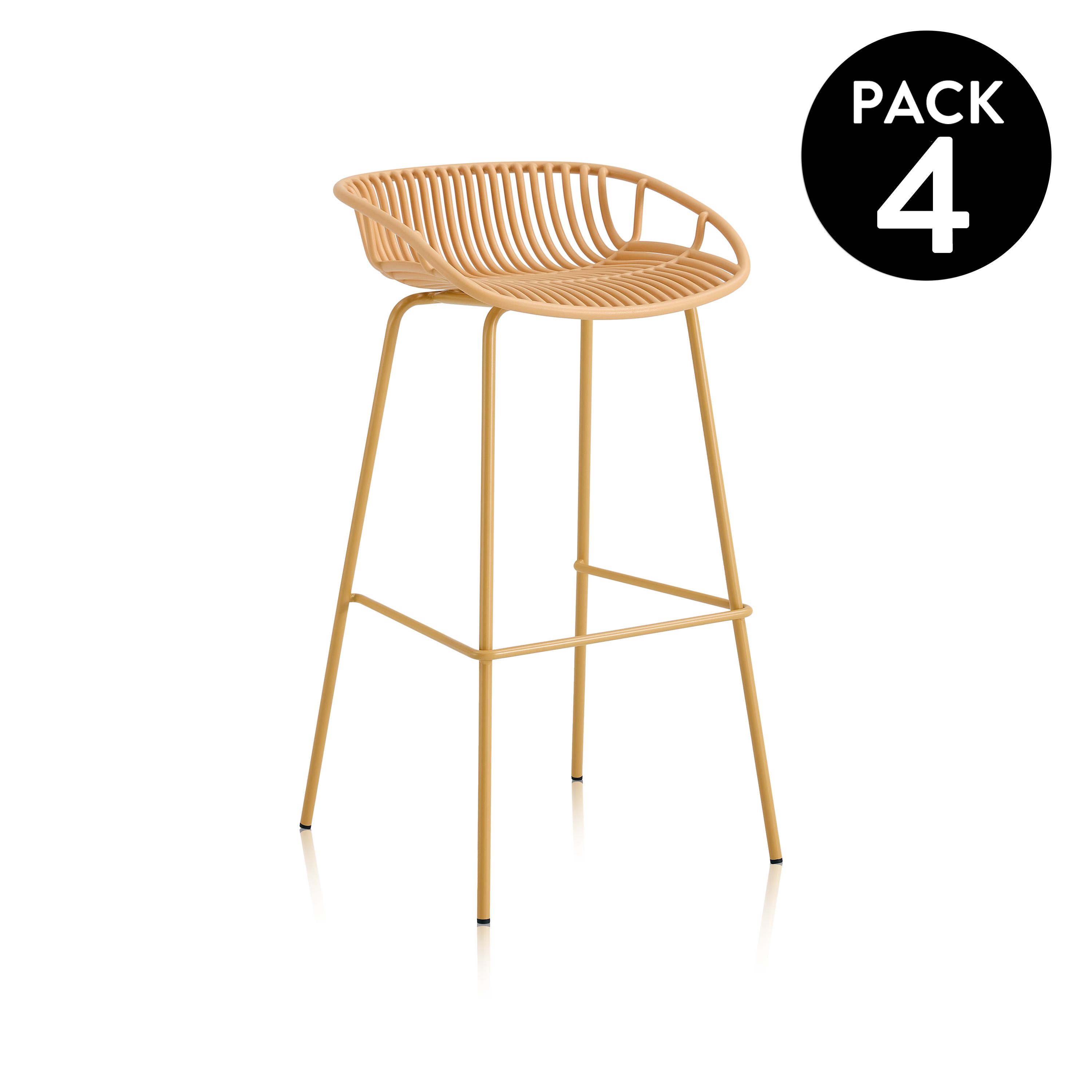 duehome - Pack 4 taburetes altos 88x47 cm Ari