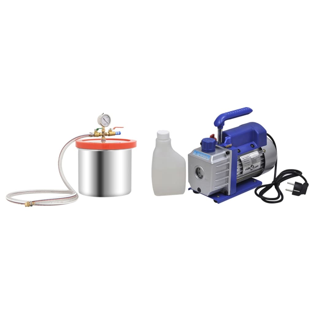 vidaXL Cámara de Vacío con Bomba de Una Etapa Refrigeración Sellada Capacidad 3.7 l, 5.5 l, 7.4 l