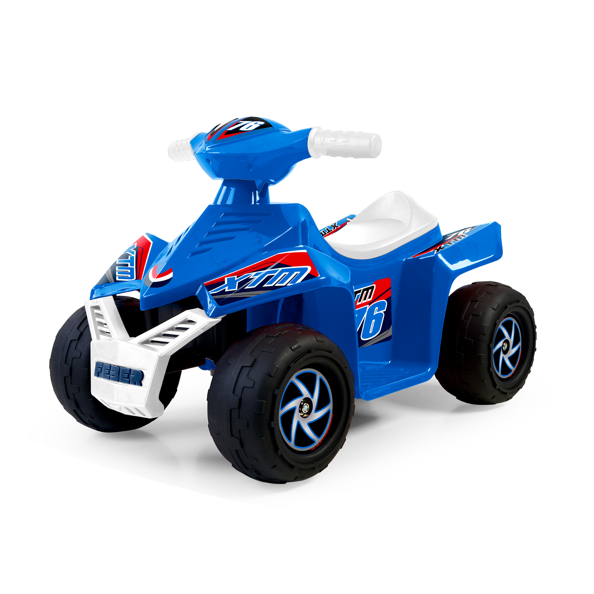 FEBER - Quad CE-BLUE 6V, Coche eléctrico para niños y niñas de 18 Meses a 3 años, con Acelerador, Ruedas Grandes para Estabilidad, hasta 40 min de batería, Cargador Incluido, Famosa (FEN53000)