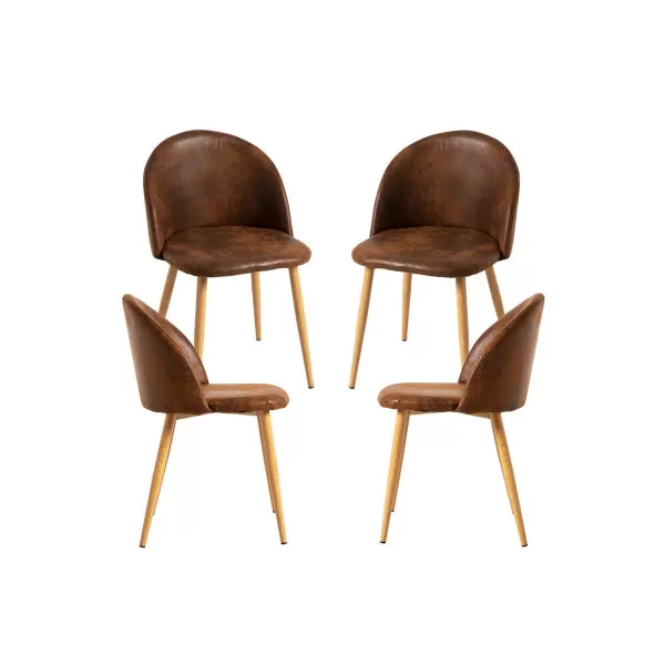 Regalos Miguel - Packs Sillas Comedor - Pack 4 Sillas Vint Polipiel - Marrón Vintage
