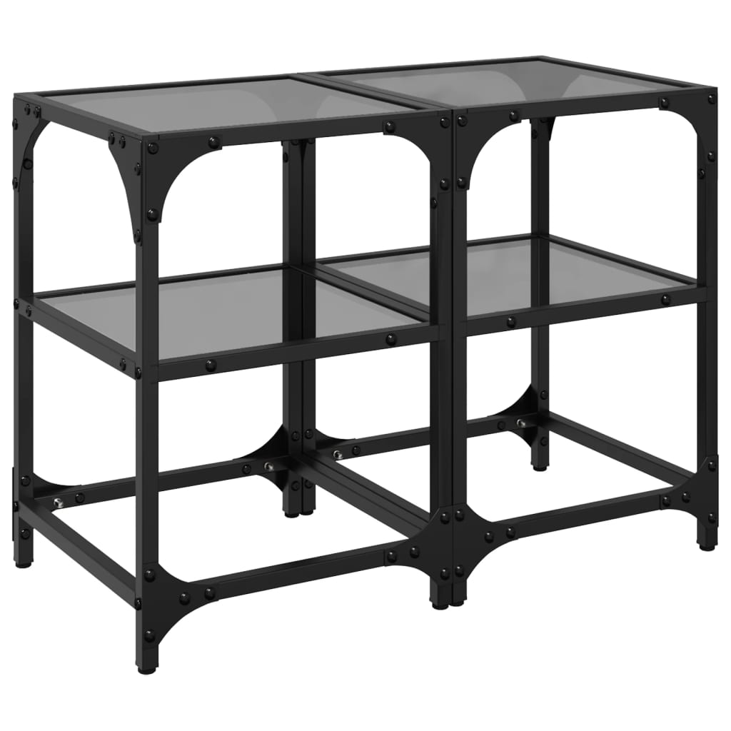 Vidaxl Mesas de Centro Acero y Vidrio 30x30x45 Cm Transparente y Negro