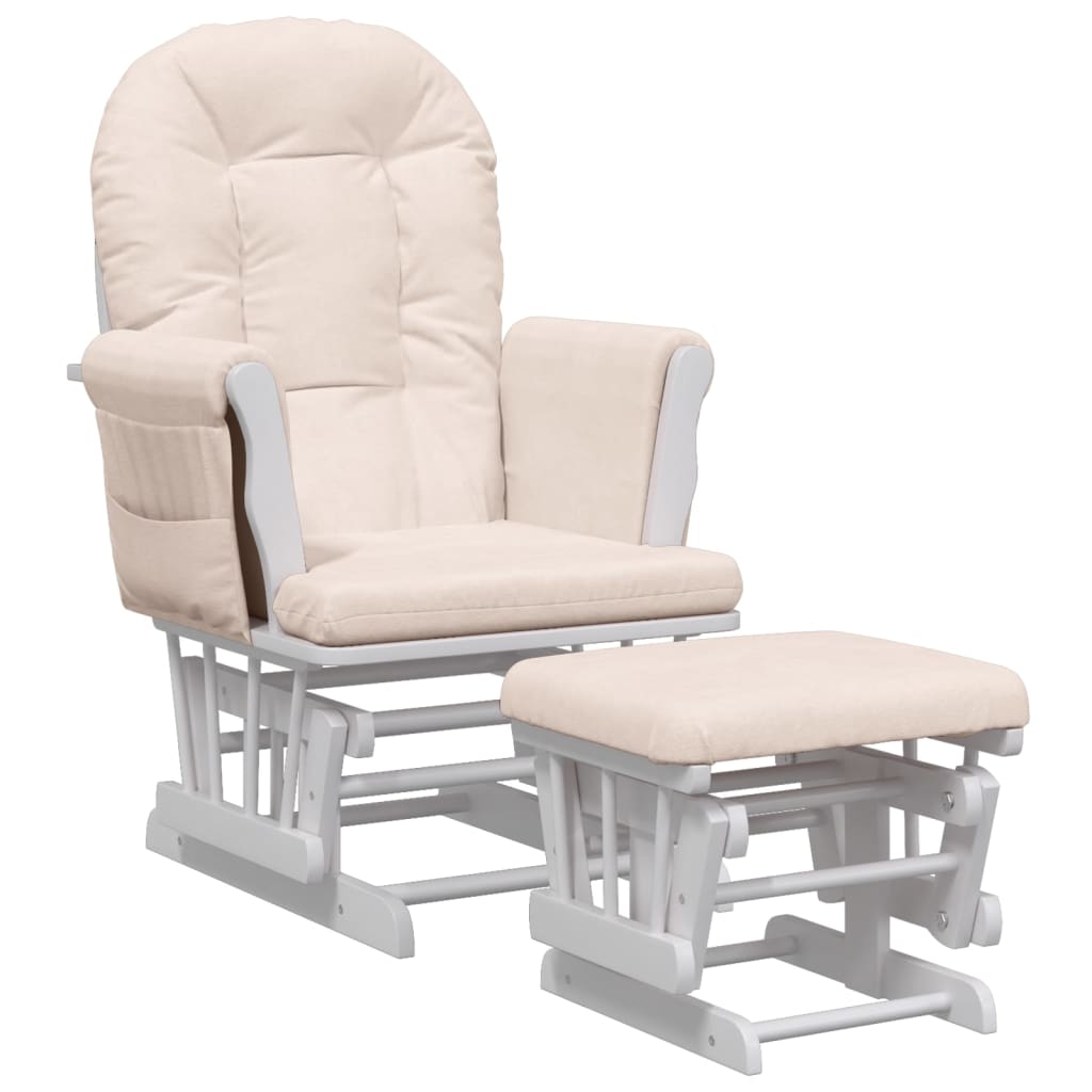 vidaXL Sillón de Lactancia con Taburete Silla Mecedora Asiento Salón Tela