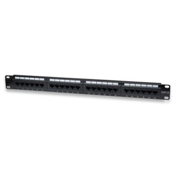 WP - Panel de Conexiones AR20535254 Cat 6 UTP de 24 puertos RJ45 para instalaciones estructuradas de red, montaje en bastidor 1U, diseño profesional y organizado para centros de datos y oficinas