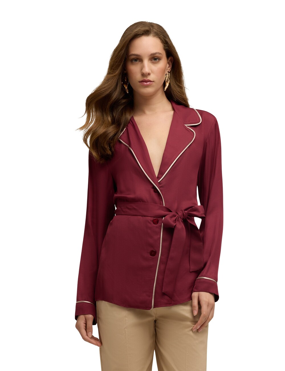 Motivi - Camisa en twill de viscosa con perfiles en contraste