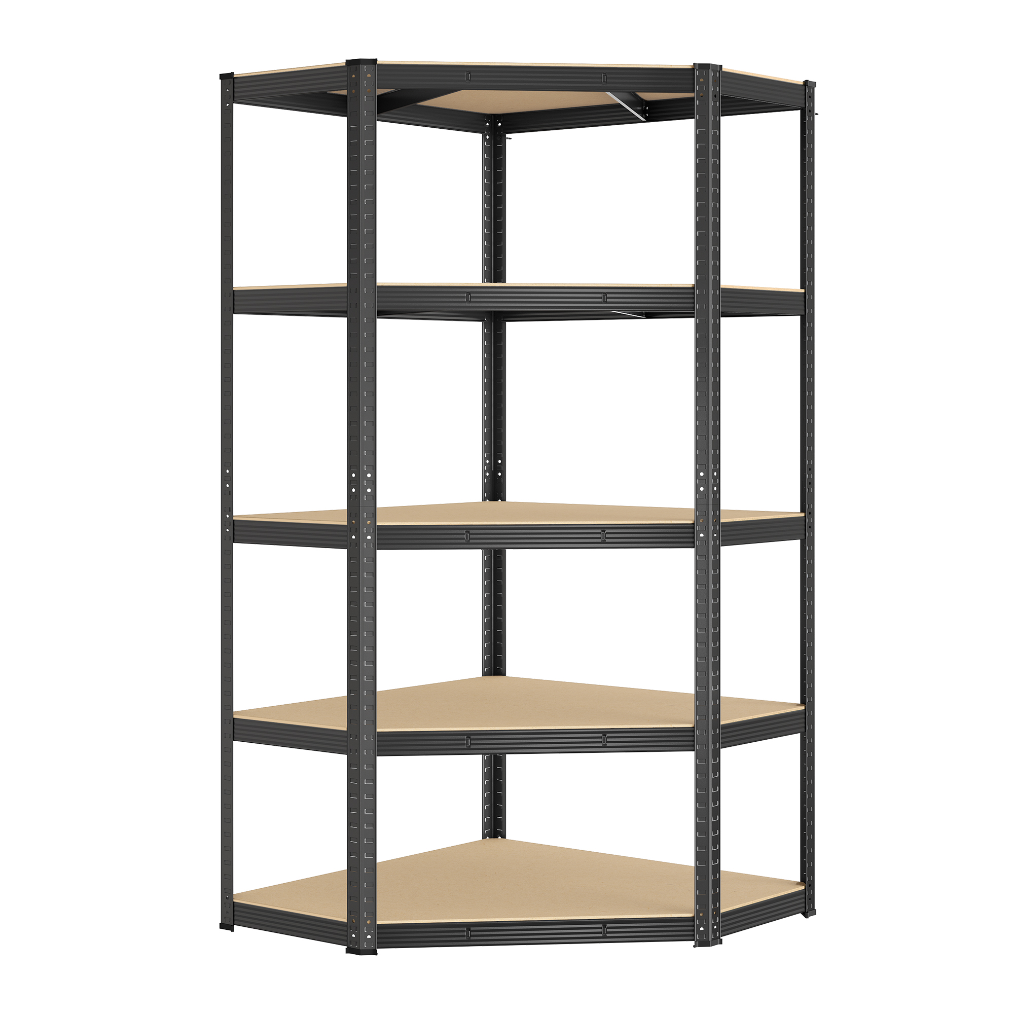 SONGMICS Estantería Esquinera de 5 Niveless, Estantería de Esquinera de Acero de Alta Resistencia, para Garaje, Almacén, Bodega, Carga de 875 kg, Plata Pálido y Beige Natural/Negro Tinta y Beige Natural