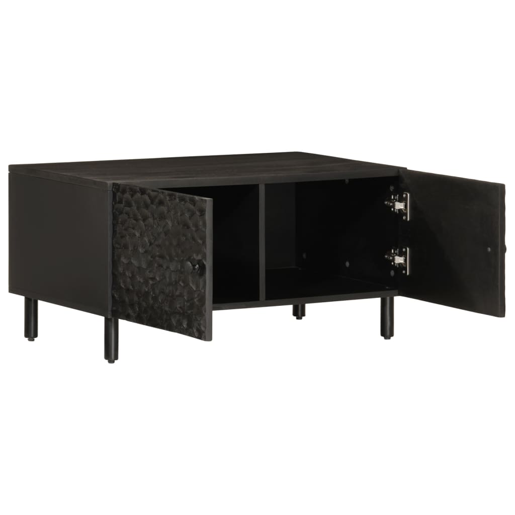 Vidaxl Mesa de Centro de Madera Maciza de Mango 80x50x40 Cm Negro