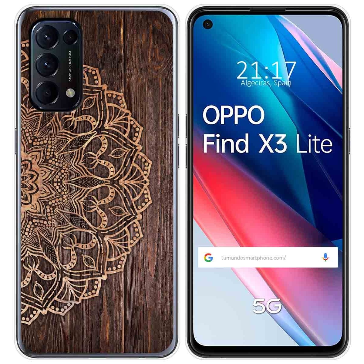 Tumundosmartphone Funda Gel Tpu para Oppo Find X3 Lite 5G diseño Madera 06 Dibujos