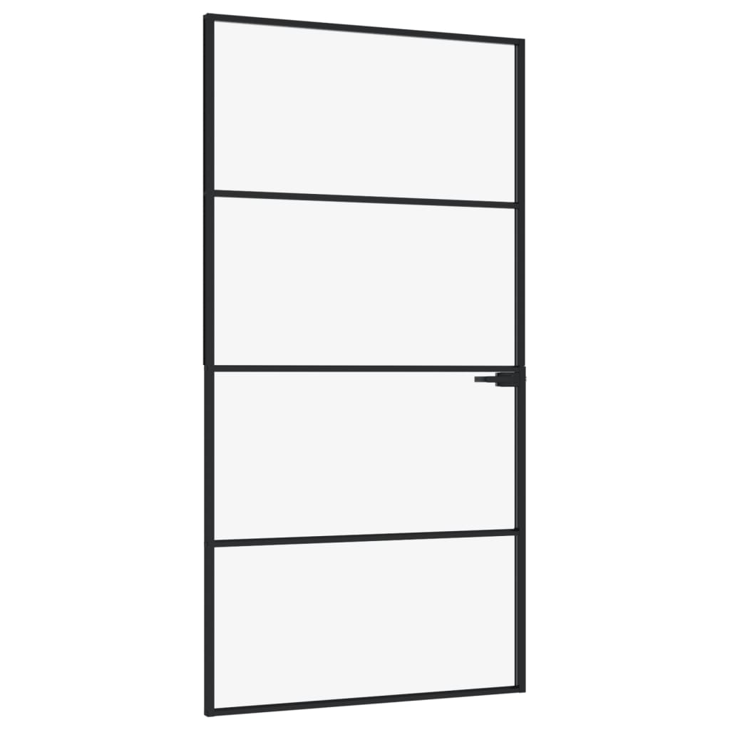 Puerta interior vidrio templado y aluminio 102x201,5 cm puerta Color Blanco y transparente,  Negro y transparente, y mas