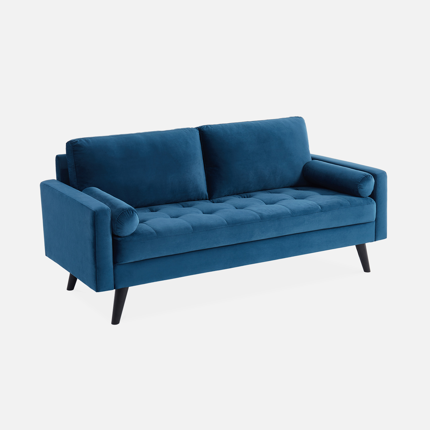 sweeek - Sofá estilo escandinavo de terciopelo con patas de madera, 3 plazas , Ivar terciopelo , 177x85x69
