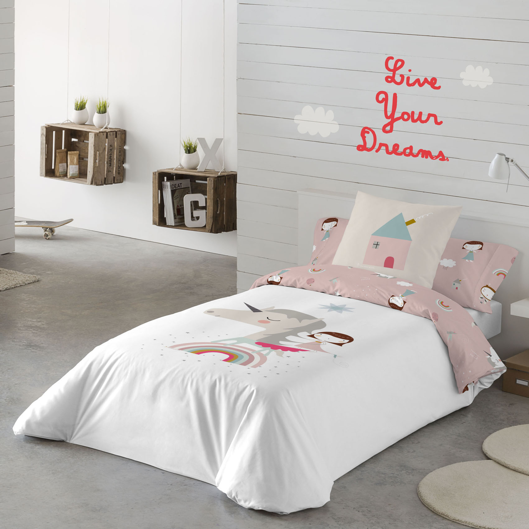 HACIENDO EL INDIO - Funda Nórdica Infantil Estampada 100% Algodón Extrasuave - Juego de 2 Piezas Funda de Edredón y 1 Funda de Almohada - Cama 90/105 cm - Sin Relleno - Fabricada en España