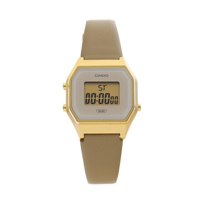 Casio Reloj digital de tono dorado para mujer, cronógrafo de alarma  La670wga-1cr, Oro, Digital