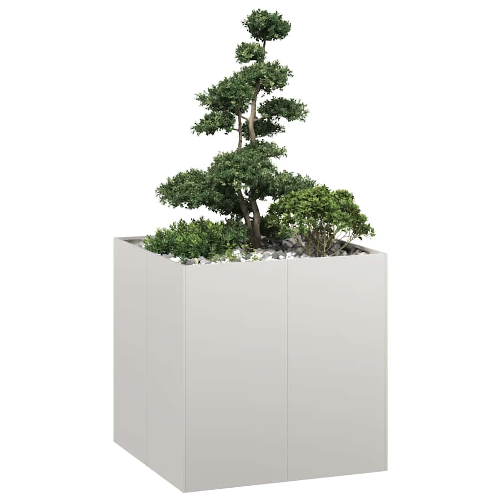 vidaXL Jardinera 80x80x80 cm de en color Acero galvanizado/Antracita/Blanco y más