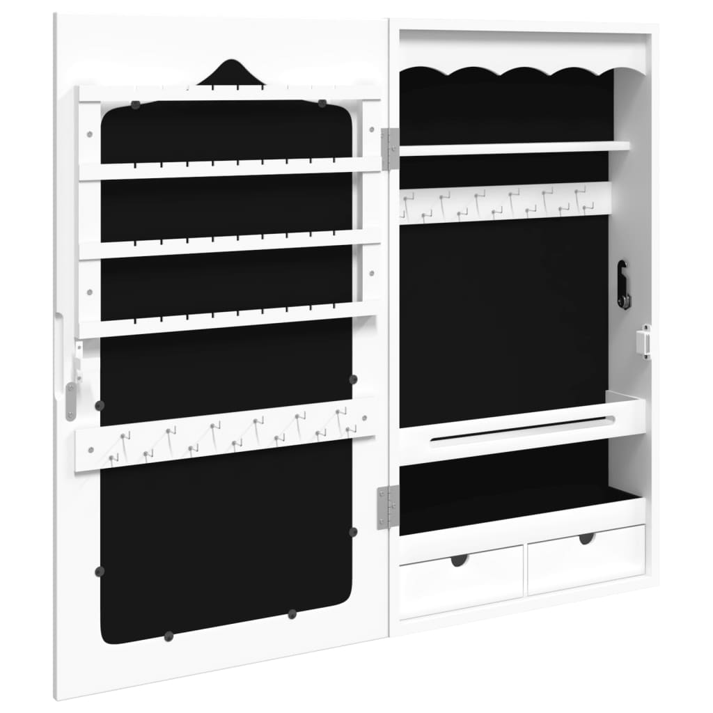 vidaXL Espejo con joyero de pared blanco 37,5x10x67 cm