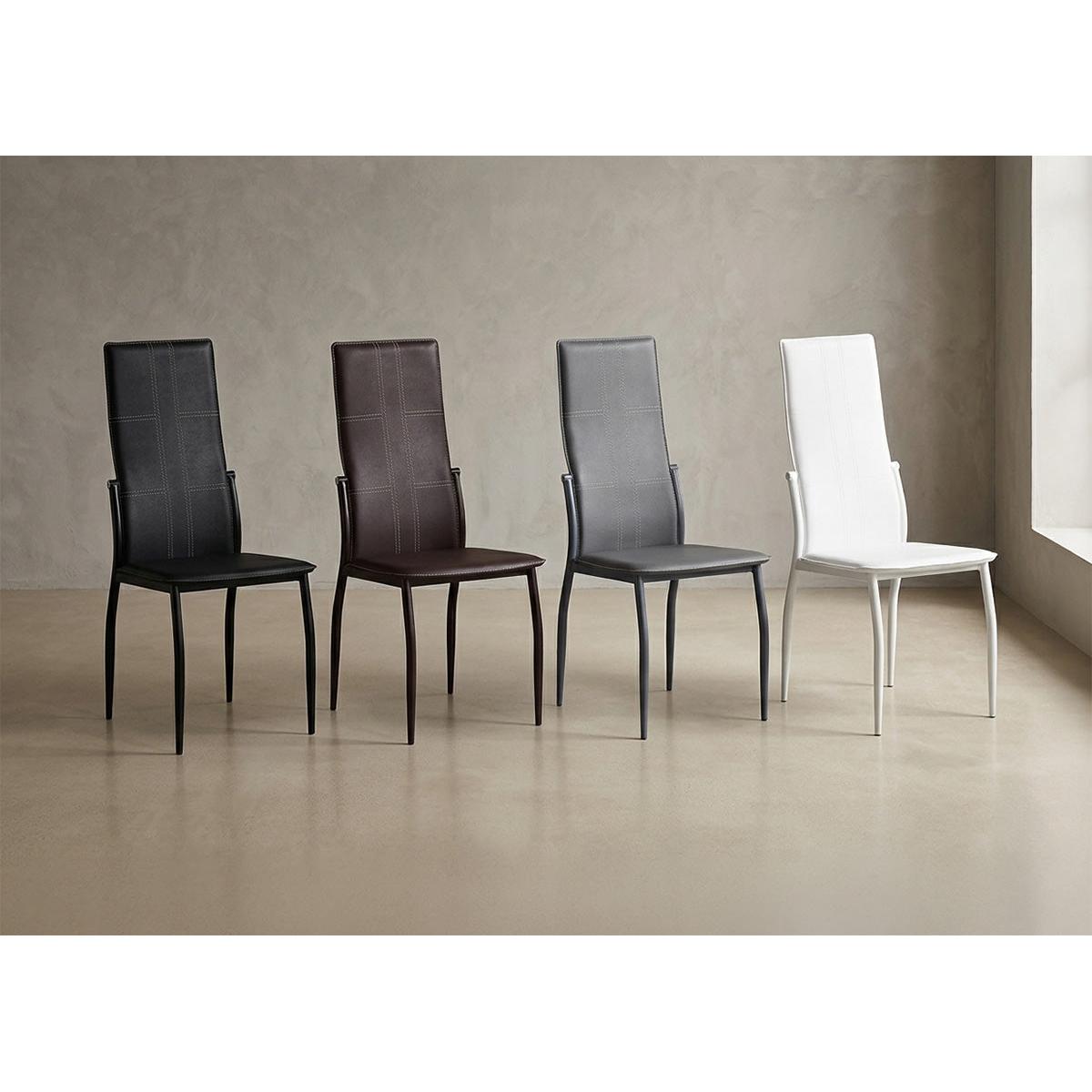 Silla de Comedor en Polipiel/Metal Blanco C-01, 6 unidades