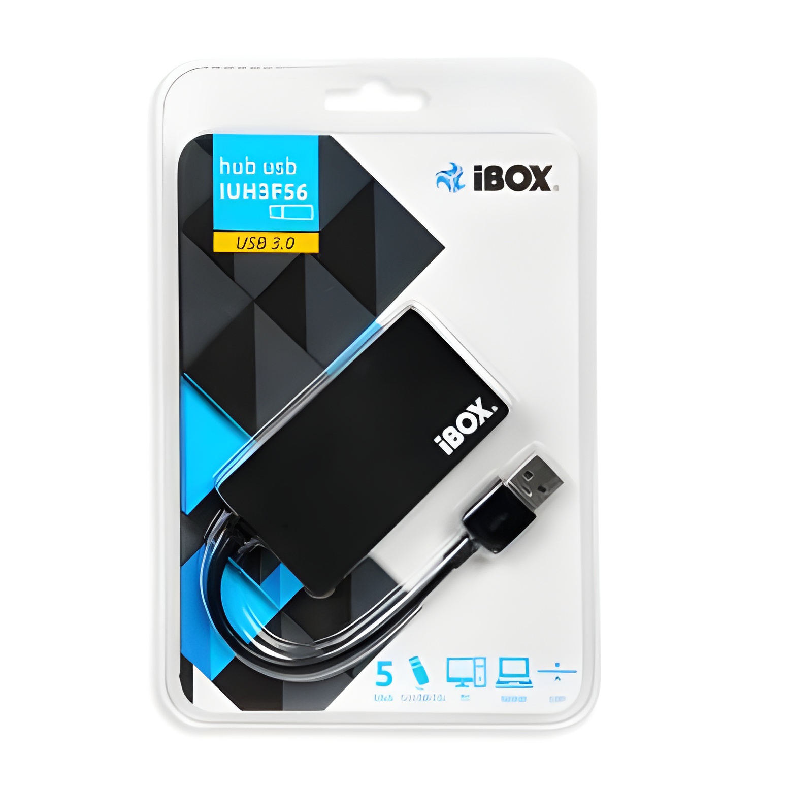Ibox IUH3F56 Hub USB 3.0 Type-A 5000 Mbit/s Negro - 4 Puertos