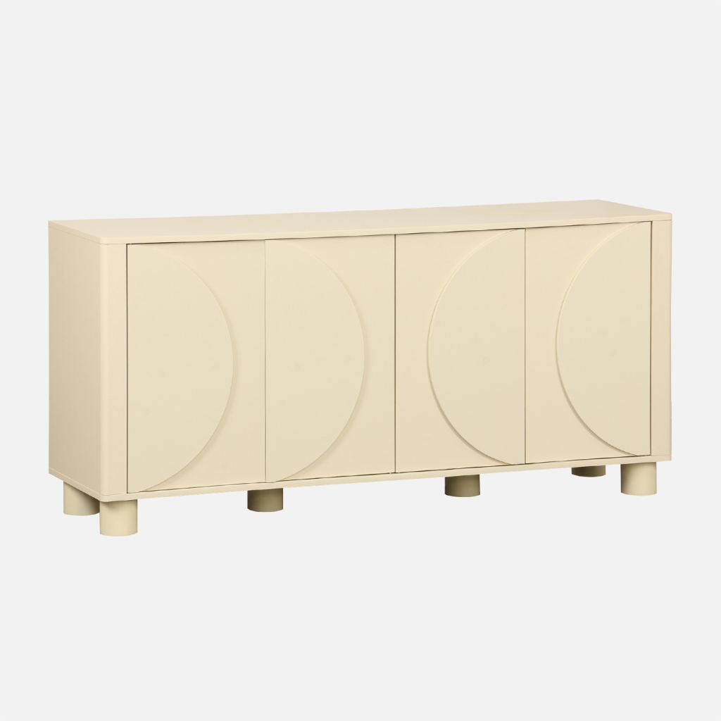 Sweeek - Aparador exótico efecto madera con 4 puertas, 155cm Beige - 40x30x57 cm