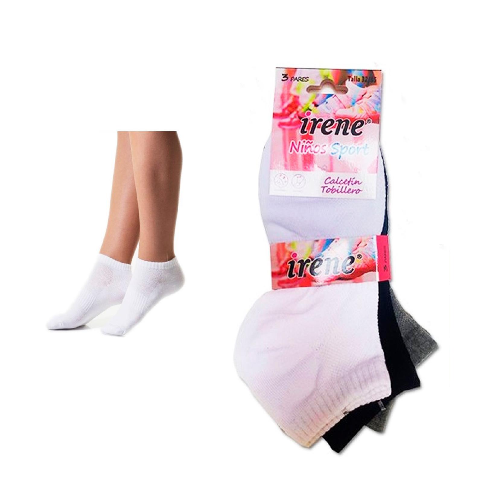 GreatAigoo Calcetin Infantil Deportivo Talla 22-35, Color Surtido Blanco/Negro/Gris, Pack de 3 Pares
