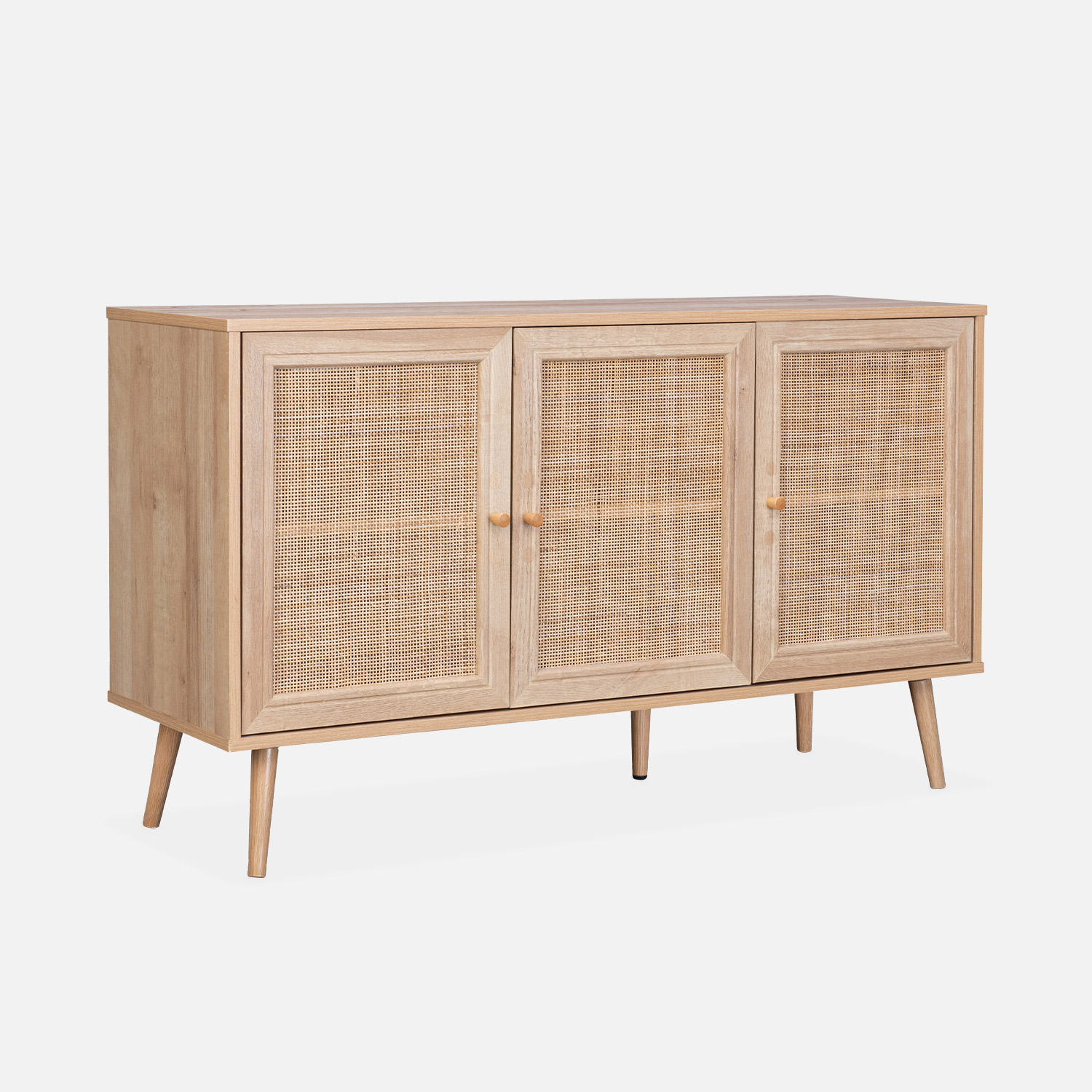 sweeek - Aparador 3 puertas de caña, 120cm , Boheme , 120x39x70
