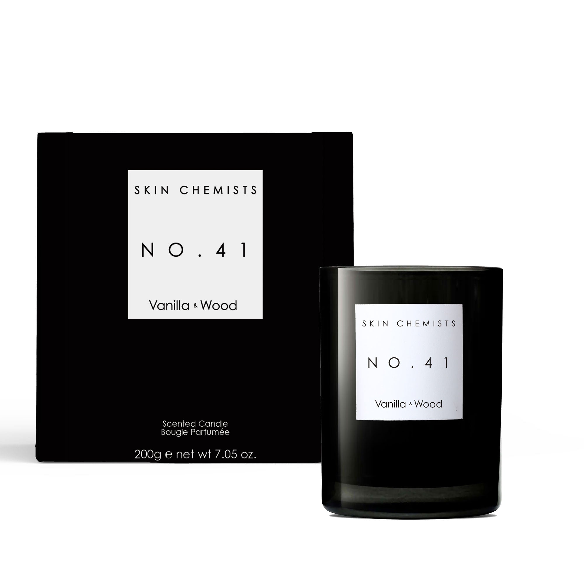 skinChemists Vela Aromática No. 41 Vainilla y Madera 200g para Relajación y Ambiente Hogar