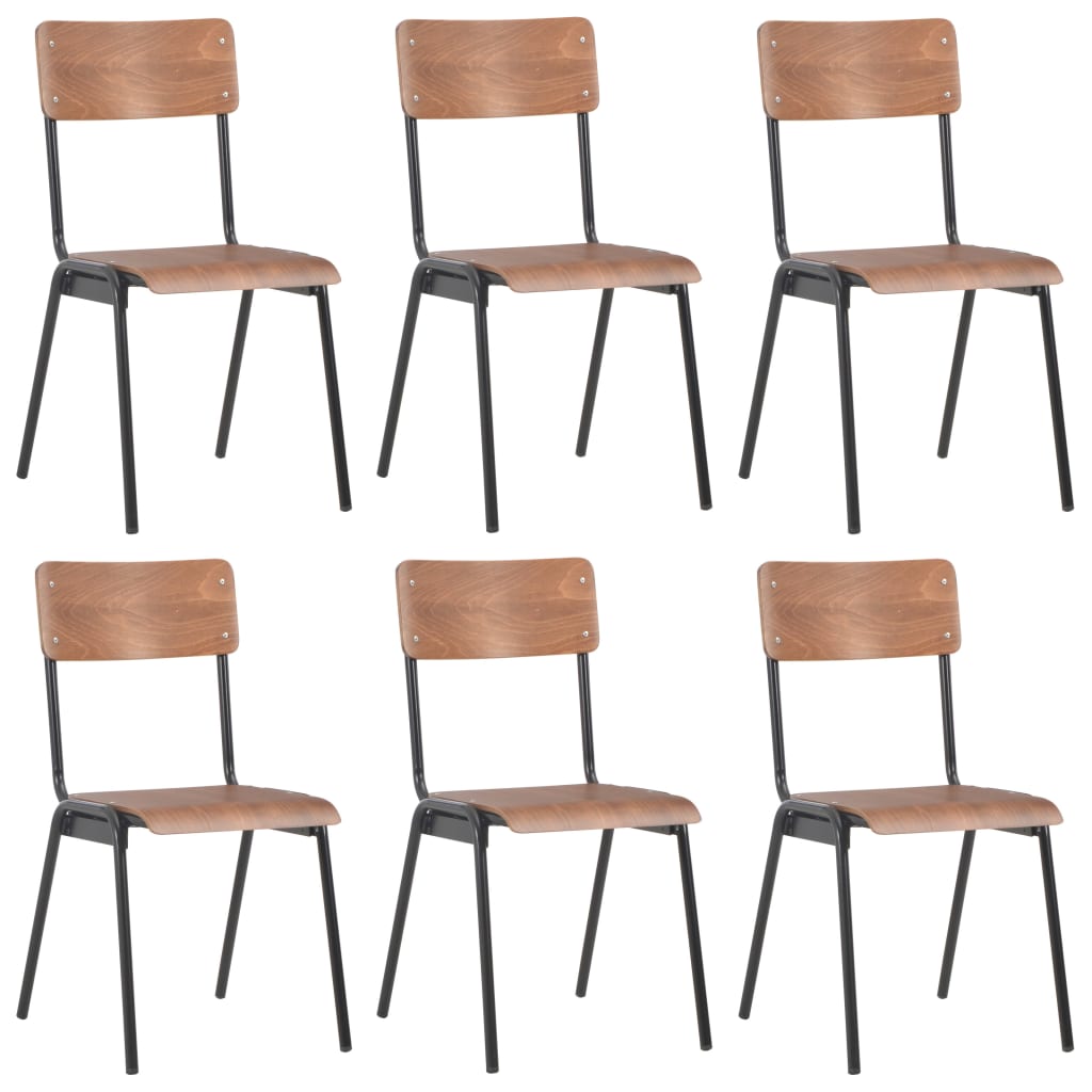 vidaXL Sillas de comedor 6 unidades madera contrachapada marrón