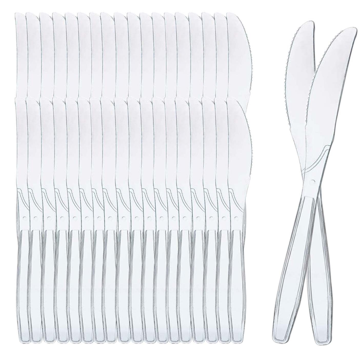 Various Cubiertos de Plástico de Alta Resistencia,Transparente Reutilizable,Cucharas. cuchillos .tenedores. para Actividades de Cumpleaños, Fiestas, Buffets,Bodas,Catering, Barbacoas 100pcs/200pcs/500pcs