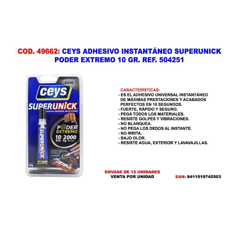 Ceys adhesivo instantaneo superunick poder extremo 10 gr. 504251