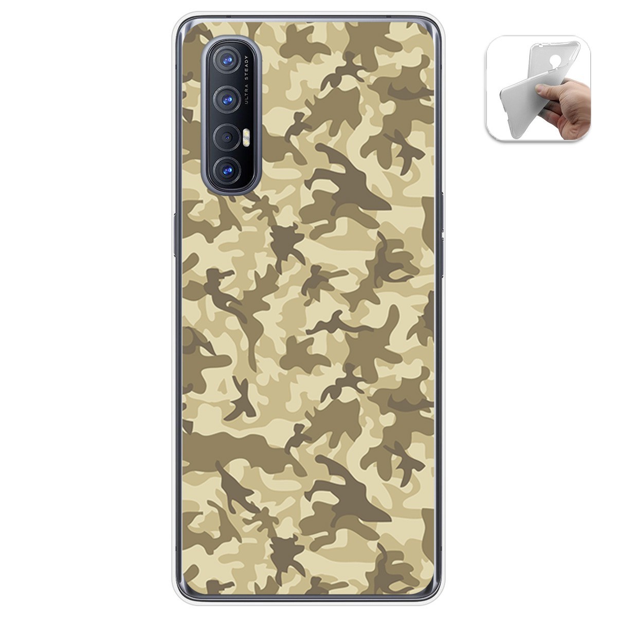 Tumundosmartphone Funda Gel Tpu para Oppo Find X2 Neo diseño Sand Camuflaje Dibujos